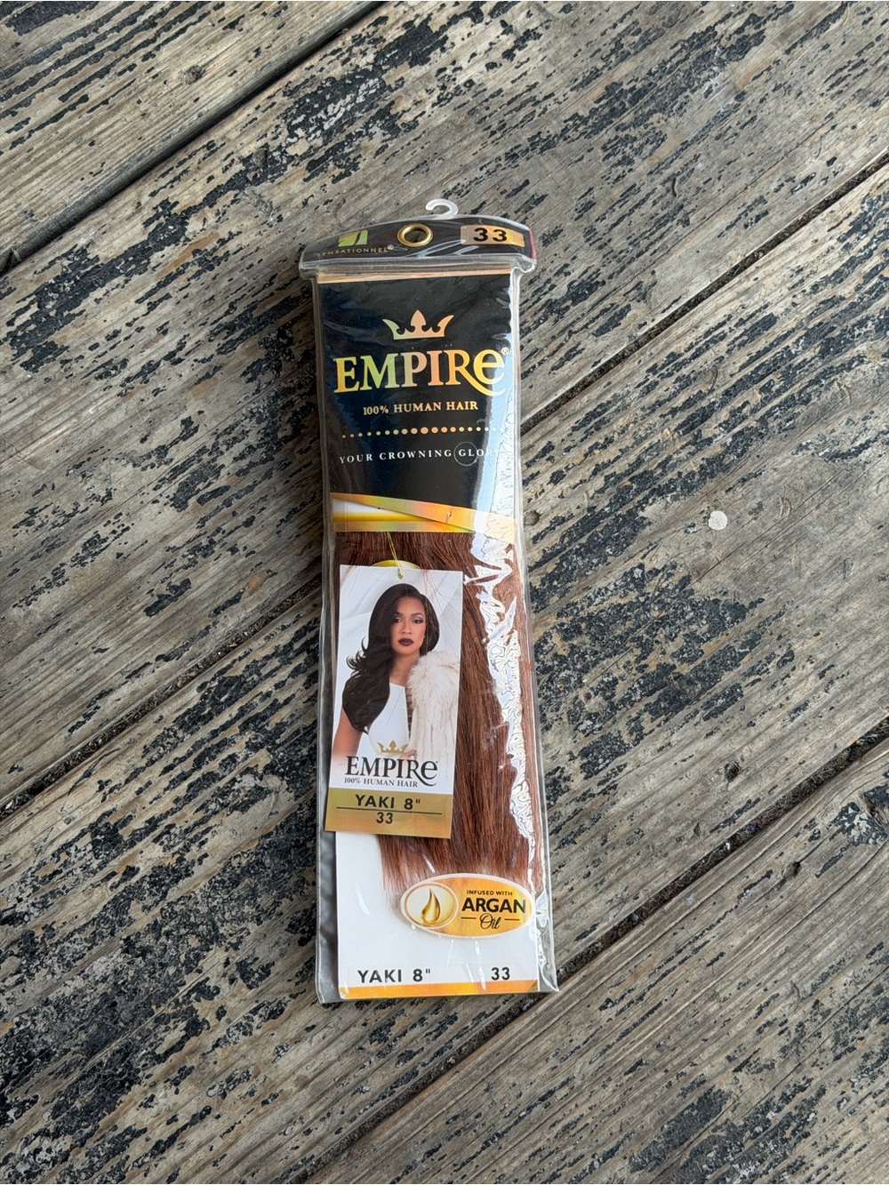 Sensationnel Empire 100% Human Hair Yaki 8" #33 Dark Auburn •Your Crowning Glory